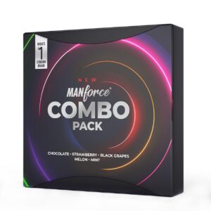 Manforce Combo Lubricated Dotted Condom (4 Each) Chocolate, Strawberry, Black Grapes, Melon & Mint
