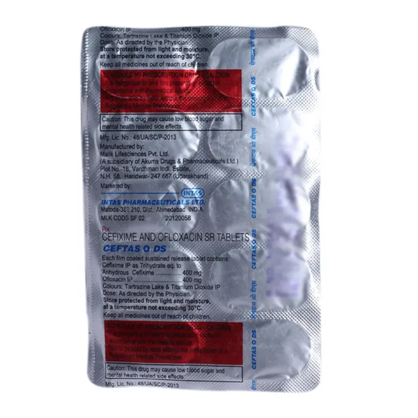 Ceftas O DS 400mg/400mg Tablet
