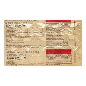 Clavix Gold 40mg Capsule strip - Atorvastatin, Clopidogrel and Aspirin