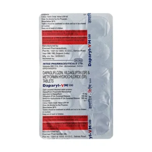 Daparyl-VM 500mg Tablet strip - Dapagliflozin, Metformin and Vildagliptin