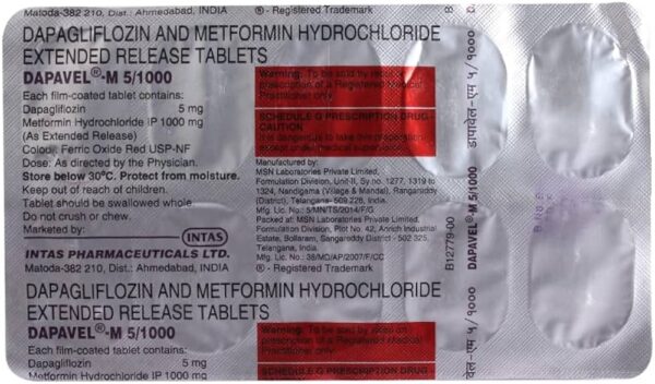 Dapavel M 5mg/1000mg Tablet
