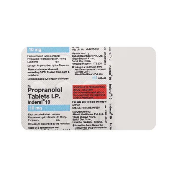Inderal 10 Tablet "Inderal 10 Tablet, Inderal 10 Tablet price, Inderal 10 Tablet alternatives, Propranolol"