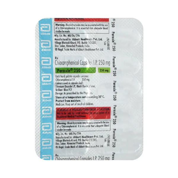 Paraxin 250 Capsule, Paraxin 250 Capsule price, Paraxin 250 Capsule alternatives, Chloramphenicol