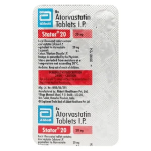 Stator 20 Tablet "Stator 20 Tablet, Stator 20 Tablet price, Stator 20 Tablet alternatives, Atorvastatin"