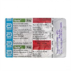 Vertin 8mg Tablet