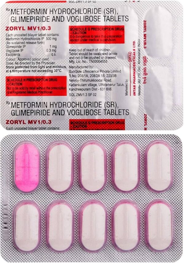 Zoryl MV 1/0.3 Tablet