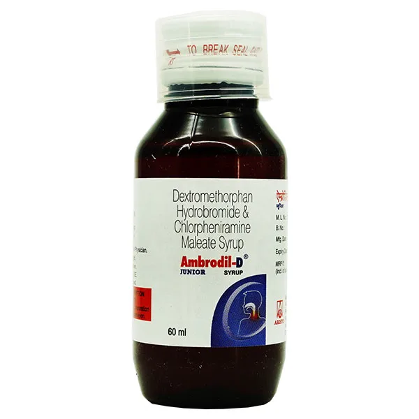 Ambrodil-D Junior Syrup, Ambrodil-D Junior uses, Ambrodil-D Junior syrup price, Ambroxol Diphenhydramine syrup, Aristo Pharma Ambrodil-D Junior, cough syrup for children