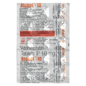 Atchol-10 Tablet, Atorvastatin 10mg, Cholesterol Medicine, Statin Tablet, Lipid Control, Aristo Pharma