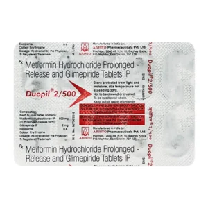 Duopil 2/500 Tablet, Glimepiride Metformin Tablet, Type 2 Diabetes Medicine, Blood Sugar Control Tablet, Diabetes Treatment India