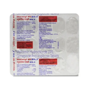 Glucoryl MV1/0.3 Tablet, Glucoryl MV1/0.3 Tablet uses, Glucoryl MV1/0.3 Tablet price, Glucoryl MV1/0.3 Tablet side effects, Glimepiride+Metformin+Voglibose tablet, Alkem Pharma