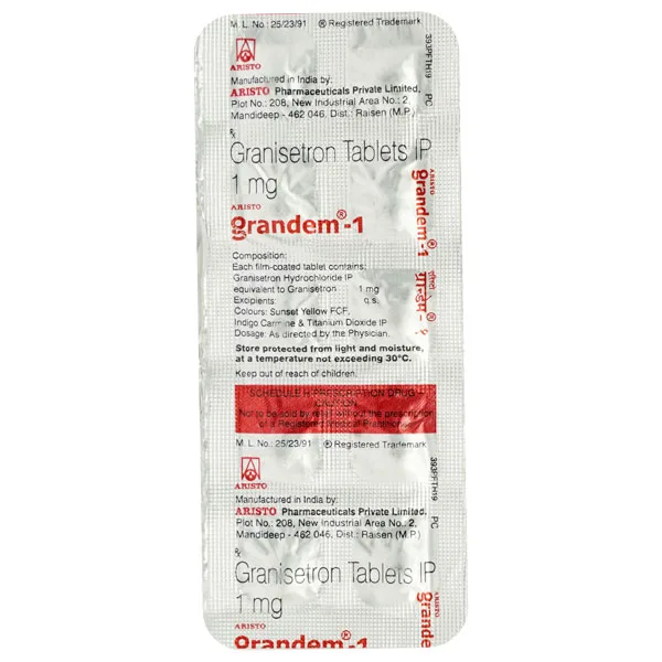 Grandem 1 Tablet, Granisetron Tablet, antiemetic medicine, vomiting prevention tablet, Aristo Pharma medicine