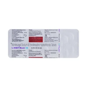 L-Hist Mont FX Tablet, L-Hist Mont FX Tablet price, L-Hist Mont FX Tablet uses, L-Hist Mont FX Tablet benefits, L-Hist Mont FX Tablet side effects, L-Hist Mont FX Tablet alternatives, Montelukast 10mg + Fexofenadine 120mg tablet, Alkem L-Hist Mont FX, anti-allergic tablet