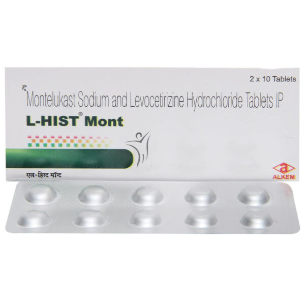 L-Hist Mont Tablet, L-Hist Mont tablet uses, L-Hist Mont tablet benefits, L-Hist Mont tablet side effects, L-Hist Mont tablet price, L-Hist Mont tablet Alkem Pharma, Levocetirizine Montelukast tablet