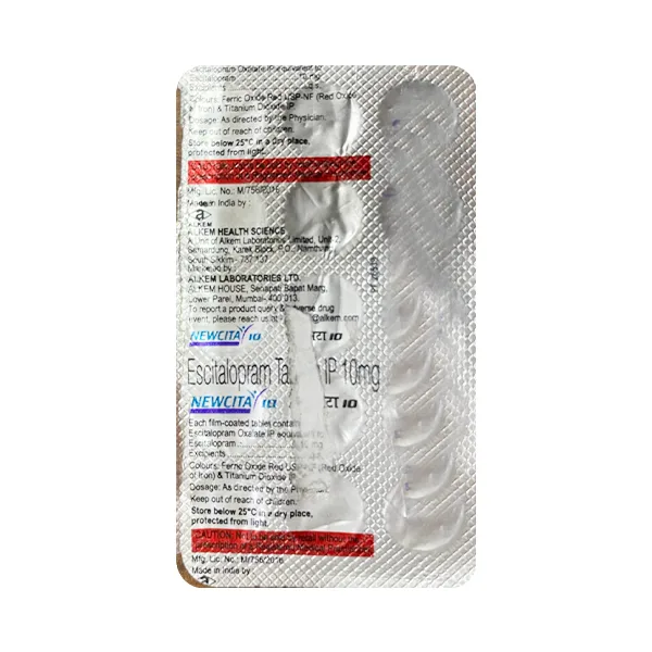 Newcita 10 Tablet, Escitalopram 10mg, Newcita 10 Tablet price, Newcita 10 Tablet uses, Newcita 10 Tablet side effects, Newcita 10 Tablet Alkem