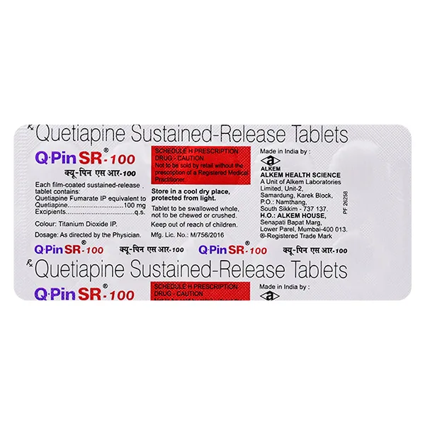 Q-Pin SR-100 Tablet, Q-Pin SR-100 Tablet uses, Q-Pin SR-100 Tablet price, Q-Pin SR-100 Tablet side effects, Quetiapine 100mg tablet