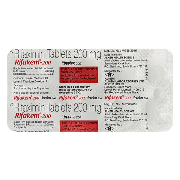 Rifakem-200 Tablet, Rifakem-200 uses, Rifakem-200 price, Rifakem-200 side effects, Rifampicin 200mg tablet, Alkem Rifakem, TB treatment tablet, antitubercular medicine