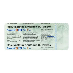 "Rosave D 20 Tablet, Rosave D 20 Tablet price, Rosave D 20 Tablet alternatives, Rosuvastatin+Vitamin D3"