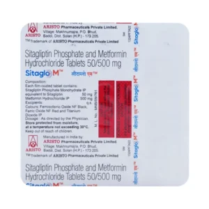 Sitaglo M Tablet by Aristo Pharma combines Sitagliptin and Metformin to manage type 2 diabetes, improve insulin sensitivity, and maintain healthy blood sugar levels.
