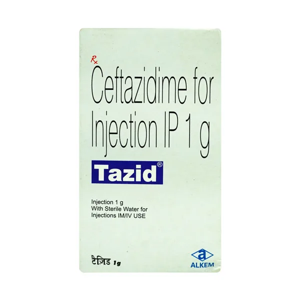 Tazid 1gm Injection, Tazid 1gm uses, Tazid 1gm price, Tazid 1gm side effects, Ceftazidime injection, Alkem Pharma antibiotic injection