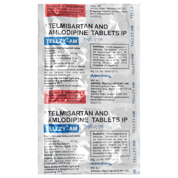 "Tellzy-AM Tablet, Tellzy-AM Tablet price, Tellzy-AM Tablet alternatives, Telmisartan+Amlodipine"