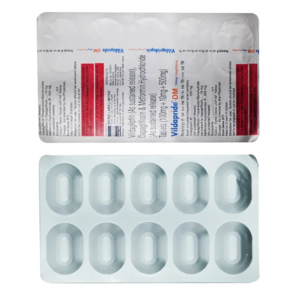 Vildapride DM 100mg/10mg/500mg Tablet