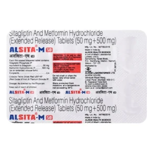 Alsita M50 Tablet ER, Alsita M 50 Tablet ER, Sitagliptin 50 mg Metformin ER Tablet, Sitagliptin Metformin Tablet, Metformin Extended Release Tablet, DPP-4 Inhibitor Tablet, Type 2 Diabetes Medicine, Blood Sugar Control Tablet, Oral Anti-diabetic Medicine, Diabetes Management Tablet, Alsita M50 Uses, Alsita M50 Benefits, HbA1c Control Medicine, Prescription Diabetes Medicine, Extended Release Diabetes Tablet, Alkem Laboratories Products, Blood Glucose Control Medicine, Type 2 Diabetes Treatment, Sitagliptin Metformin ER, Diabetes Medicine India.