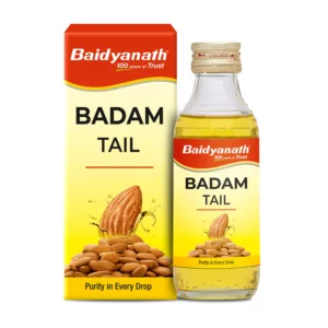 Baidyanath Badam Tail, Badam Tail benefits, almond oil for hair, Ayurvedic almond oil, skin nourishing oil, scalp care oil, almond oil for massage, hair growth support oil, Baidyanath Badam Tail uses, pure almond oil for skin and hair