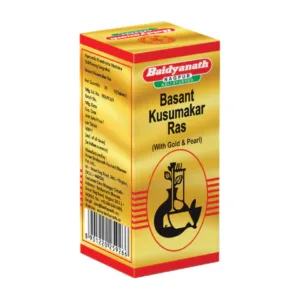 Baidyanath Basant Kusmakar Ras Tablets, Basant Kusmakar Ras benefits, Ayurvedic vitality tablet, Swarna Bhasma medicine, Rasayana Ayurvedic supplement, immunity support Ayurvedic tablet, strength and stamina booster, Ayurvedic rejuvenation formula, Baidyanath Basant Kusmakar Ras uses, Ayurvedic wellness supplement