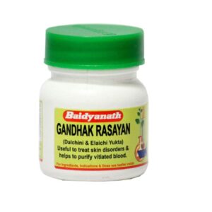 Baidyanath Gandhak Rasayan Tablet, Gandhak Rasayan benefits, Ayurvedic medicine for skin health, blood purifier tablet Ayurveda, immunity booster Ayurvedic medicine, detoxification supplement Ayurveda, Gandhak Rasayan uses, Ayurvedic skin wellness tablet, Baidyanath skin care medicine, Ayurvedic Rasayana tablet