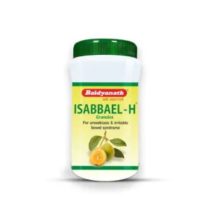 Baidyanath Isabbael-H Granules, Isabbael H Granules benefits, Ayurvedic digestive granules, Isabgol digestive supplement, gut health Ayurvedic medicine, bowel regularity support, digestive wellness granules, intestinal health Ayurvedic product, Baidyanath Isabbael H uses, Ayurvedic gut support formula