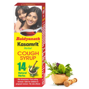 Baidyanath Kasamrit Herbal Cough Syrup, Kasamrit syrup benefits, Ayurvedic cough syrup, herbal cough relief syrup, throat soothing syrup, respiratory health Ayurvedic medicine, Tulsi cough syrup, cough and cold Ayurvedic syrup, Baidyanath cough medicine, herbal respiratory support syrup