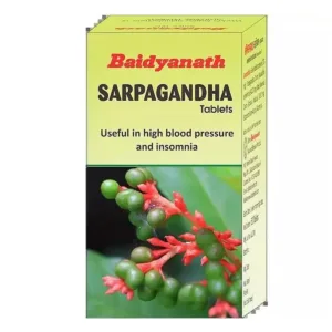 Baidyanath Sarpgandha Tablet, Sarpgandha Tablet benefits, Ayurvedic medicine for blood pressure, stress relief Ayurvedic tablet, sleep support Ayurvedic medicine, Rauwolfia serpentina tablet, nervous system support Ayurveda, Ayurvedic calming medicine, Baidyanath blood pressure support, Sarpgandha uses