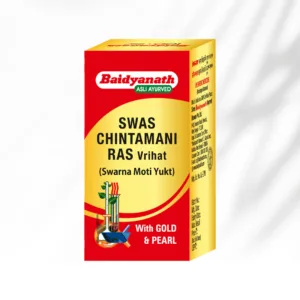 Baidyanath Swas Chintamani Ras Tablet, Swas Chintamani Ras benefits, Ayurvedic respiratory support tablet, immunity booster Ayurvedic medicine, Swarna Bhasma tablet, lung wellness Ayurvedic supplement, Rasayana formulation Ayurveda, respiratory health support, Baidyanath Swas Chintamani Ras uses, Ayurvedic vitality supplement