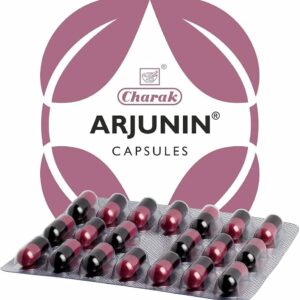 Charak Arjunin Capsule, Arjunin Capsule uses, heart health capsule, Ayurvedic heart supplement, cardiac wellness capsule, blood circulation support, cholesterol management supplement, Arjuna capsule, cardiovascular health supplement, Charak heart care, Ayurvedic cardioprotective capsule, heart wellness supplement