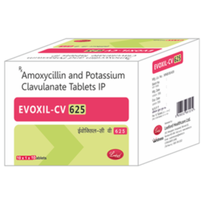 Evoxil-CV 625 Tablet, Evoxil CV 625 uses, Amoxicillin 500 mg Clavulanic Acid 125 mg, antibiotic tablet, bacterial infection treatment, respiratory infection medicine, UTI antibiotic tablet, sinus infection treatment, throat infection medicine, skin infection antibiotic, dental infection medicine, Amoxicillin Clavulanate tablet, prescription antibiotic medicine, broad spectrum antibiotic.
