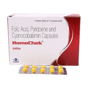 Homochek Capsule with Folic Acid, Homochek Capsule, Homochek Folic Acid Capsule, L-Methylfolate Capsule, Methylcobalamin Capsule, Vitamin B12 and Folic Acid Supplement, Vitamin B Complex Capsule, Homocysteine Management Supplement, Nerve Health Supplement, Cardiovascular Health Supplement, Homochek Uses, Homochek Benefits, Active Folic Acid Capsule, Methylfolate Supplement, Neuropathy Support Vitamins, Alkem Laboratories Products, Vitamin B Nutritional Supplement, Red Blood Cell Support, Homocysteine Support Capsule, Daily Vitamin B Supplement.