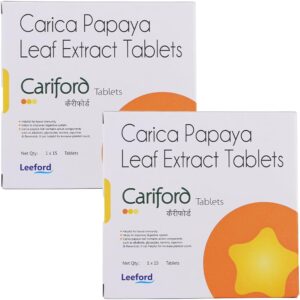 Leeford Cariford Tablet, Cariford Tablet benefits, Carica Papaya Leaf Extract tablet, platelet support supplement, immunity booster tablet, papaya leaf extract supplement, platelet count support tablet, herbal immunity supplement, dengue recovery support tablet, antioxidant supplement, Leeford herbal tablet, wellness supplement, immune health tablet, papaya leaf tablet India.