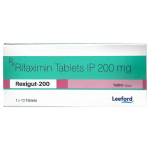 Rexigut 200mg Tablet, Rexigut 200 uses, Rifaximin 200 mg Tablet, traveler’s diarrhea medicine, intestinal infection treatment, gut antibiotic tablet, digestive health medicine, gastrointestinal infection treatment, SIBO treatment tablet, bacterial overgrowth medicine, Rifaximin tablet uses, prescription intestinal antibiotic, diarrhea treatment medicine, digestive disorder tablet.