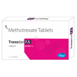 TRExodat 7.5mg Tablet, TRExodat 7.5 uses, Methotrexate 7.5 mg Tablet, rheumatoid arthritis medicine, psoriasis treatment tablet, DMARD medicine, autoimmune disease treatment, methotrexate tablet uses, psoriatic arthritis medicine, immunosuppressant medicine, joint inflammation treatment, prescription arthritis medicine, severe psoriasis treatment, inflammatory disease medicine.
