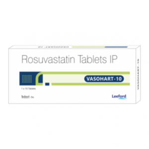 Vasohart 10 Tablet, Vasohart 10 uses, Rosuvastatin 10 mg Tablet, cholesterol medicine, high cholesterol treatment, statin medicine, LDL cholesterol reduction, triglyceride lowering tablet, heart health medicine, cardiovascular protection tablet, stroke prevention medicine, Rosuvastatin tablet uses, prescription cholesterol medicine, heart disease prevention tablet.