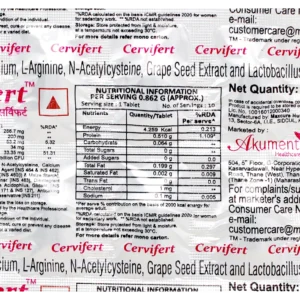 Cervifert Tablet 10s strip - L-Arginine, NAC, Vitamin C and calcium